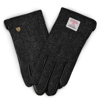 Dámské rukavice Harris Tweed® Black Herringbone s pravou kůží - Islander