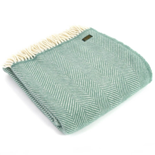 Vlněná deka Fishbone Sea Green 183 x 150 cm Tweedmill