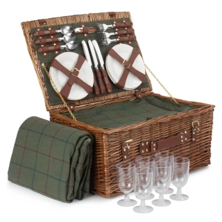 Piknikový koš GREEN CLASSIC proutěný pro 6 osob s dekou