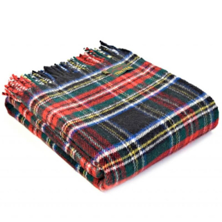 Vlněná deka Tartan Black Stewart 183 x 70 cm Tweedmill
