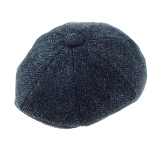 Čepice Baker Boy Harris Tweed - Navy Herringbone XL - Glen Appin