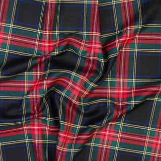 Vlněná látka metráž š. 150 cm - Black Stewart Tartan